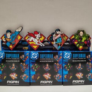 Superman Series 1 FigPin Minis Enamel Pin Full Commons Set Of 4 Official Pins